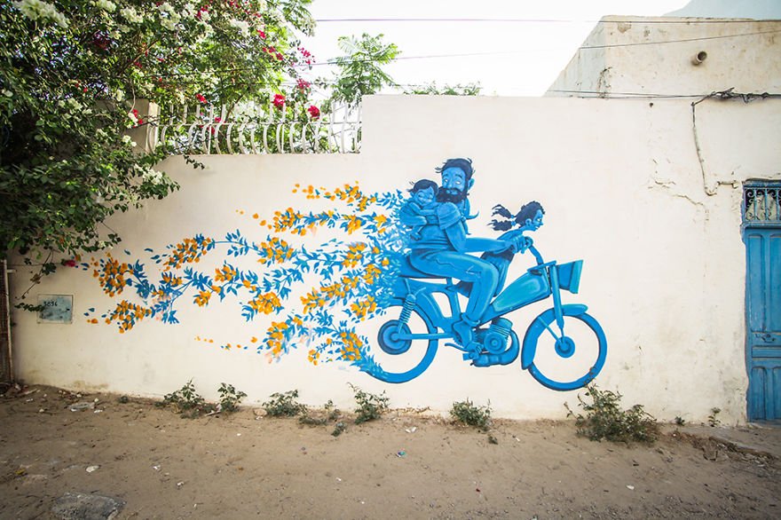 Артисти превръщат улиците на тунизийско село в истинско произведение на изкуството