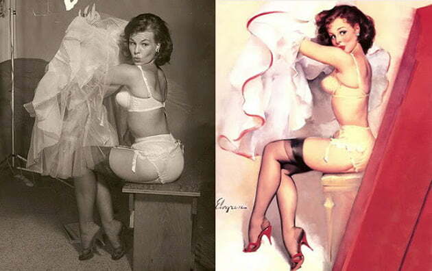 Класическите пин-ъп момичета преди и след обработка на снимките им