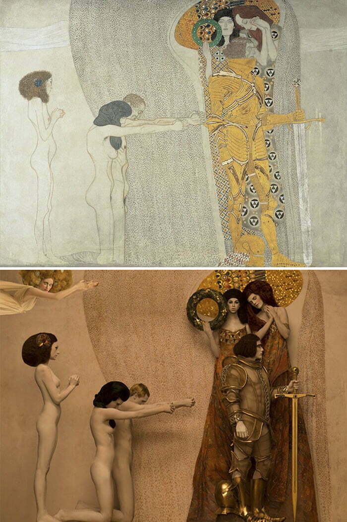 Творбите на Густав Климт са пресъздадени с истински модели и резултатите са удивителни