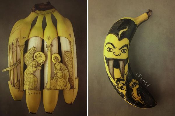 Графичен дизайнер превръща бананите в платна за своите произведения