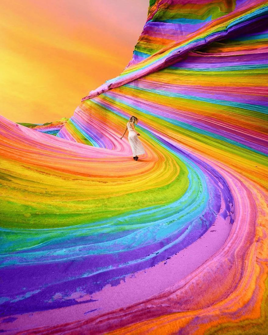 Артист добавя дъга в различни снимки, защото всичко е по-хубаво, когато е цветно