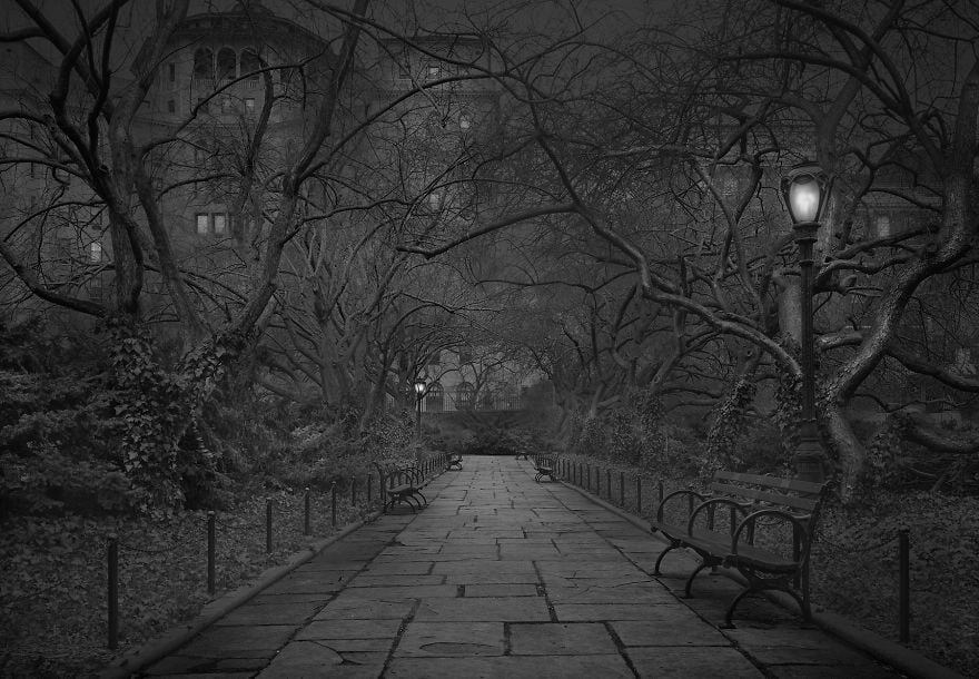 Фотограф, страдащ от безсъние, прави мрачни снимки на Сентръл парк, когато няма никой наоколо