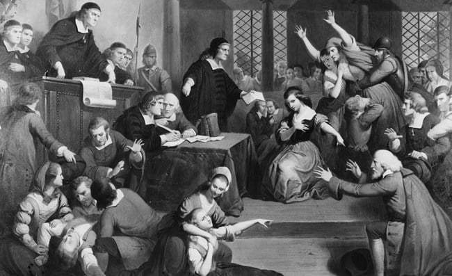1692 г., в съдебната зала настава хаос по време на процеса на вещица Източник: Getty Images