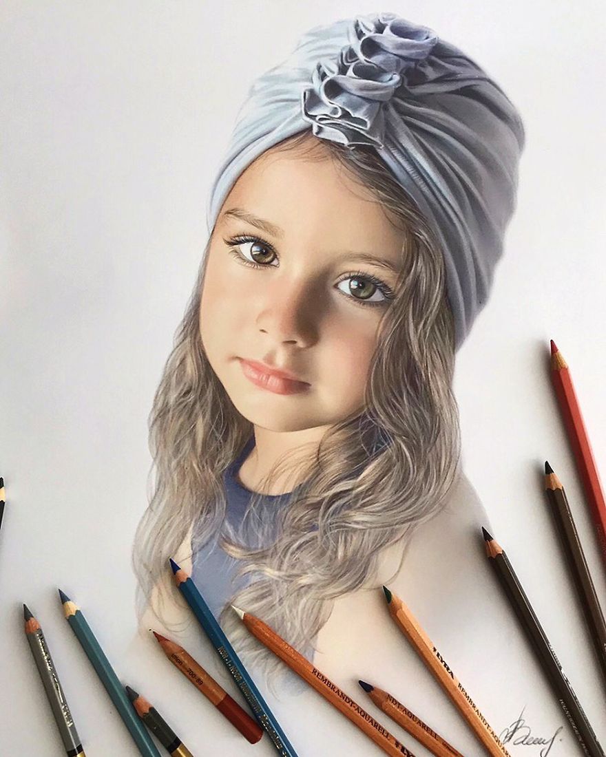 Хиперреалистични рисунки с цветни моливи от Лена Литвина