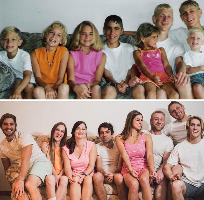 25 семейни снимки, пресъздадени много години по-късно