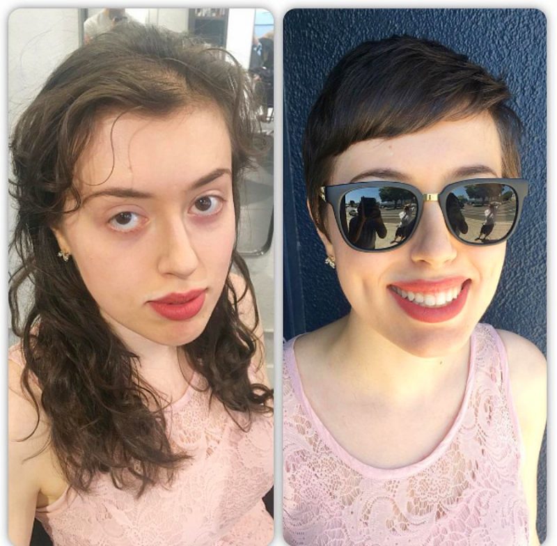 Снимки на хора „преди и след“, подстригване на дългата си коса